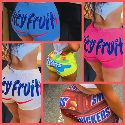 2025 Women’s Summer Sports Shorts – High Waist Casual Letter Print Hot Sale Fashion Shorts