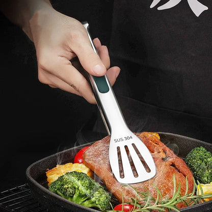 Non-Slip Stainless Steel Kitchen Tongs - Multipurpose Food Clips for BBQ, Meat, Buns, Buffet, Cooking Accessories in 7/9/12 Inches
