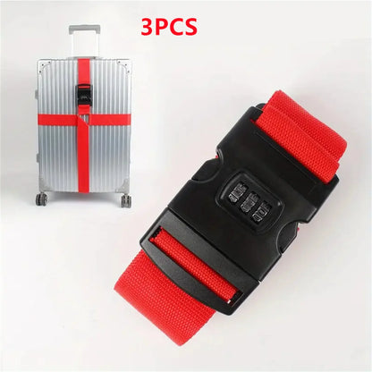 Adjustable Anti-Theft Luggage Strap — Password Lock Baggage Belt for Suitcase & Travel Bags