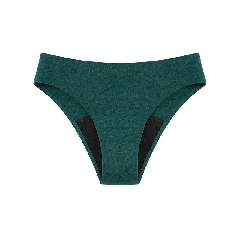 Seamless Cotton Menstrual Panties – 4-Layer Leakproof Fast-Absorption Period Underwear for Teens, Mid-Rise Incontinence Macaron Undies
