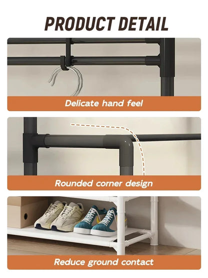 Multi-Layer Shoe Rack & Hat Hanger – Simple Floor Organizer with Load-Bearing Shelf for Shoes & Hats