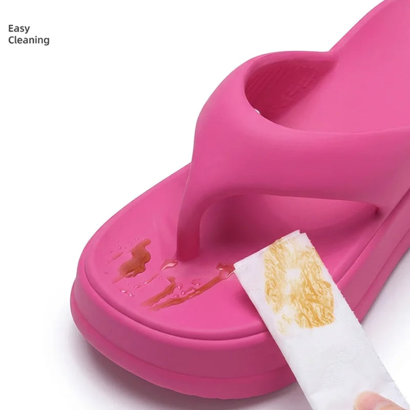 Women's Rose Red Platform Sandals - Lightweight EVA Wedge Beach Flip Flops