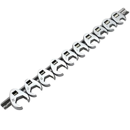 10pcs 3/8" Drive Crowfoot Wrench Set — 10-22mm Metric Open-End Spanners for Torque Wrenches