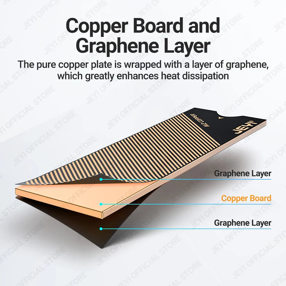 JEYI M.2 Copper SSD Heatsink with Graphene Layer - NVMe NGFF 2280 Drive Cooler for Laptop, PC & PS5