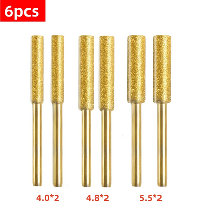 6Pcs Diamond Coated Cylindrical Burr Set (4/4.8/5.5mm) Chainsaw Sharpener Stone Files for Chain Sharpening, Carving & Grinding Tools Kit