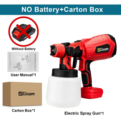 1000ML Cordless Electric Spray Gun – High Power HVLP Paint Sprayer for Auto, Furniture, Steel Coating, Compatible with Makita 18V Battery