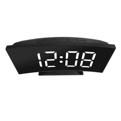 Noiseless LED Mirror Alarm Clock — Large Digital Display Silent Electronic Clock