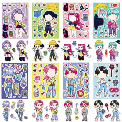 8/16/24pcs K-Pop Demon Hunters Puzzle Stickers – Cute Cartoon DIY Decals for Phone, Laptop & Luggage