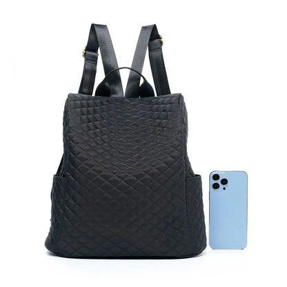 Women's Black Quilted Backpack - Waterproof, Durable Fashion Backpack with Anti-Theft Design
