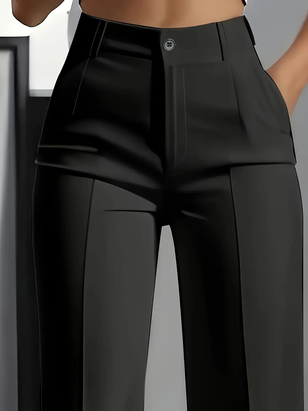 High-Waisted Straight-Leg Suit Pants for Women - Elegant Draped Fit, Minimalist Style
