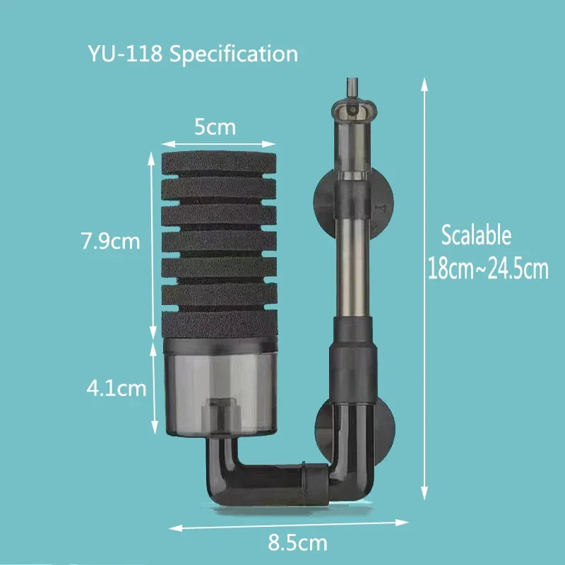 Aquarium Sponge Filter with Air Pump – Bio Skimmer & Biochemical Filter for Fish Tanks