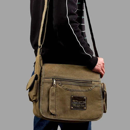 Men’s Vintage Canvas Crossbody Messenger Bag – Casual Travel Shoulder Bag, High-Quality Everyday Use