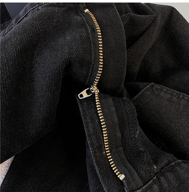 Plus Size Women’s Casual Jeans – Classic Black & Blue Washed Denim for Spring & Autumn, Comfortable & Versatile