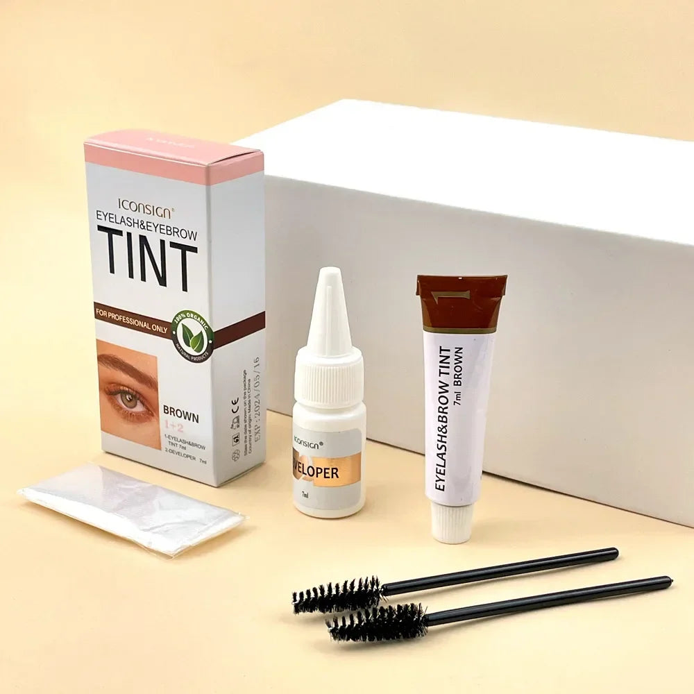 3 Colors Eyelash & Eyebrow Dye Tint Kit – Fast Brow Gel Cream Henna Mascara Enhancer Makeup Tool