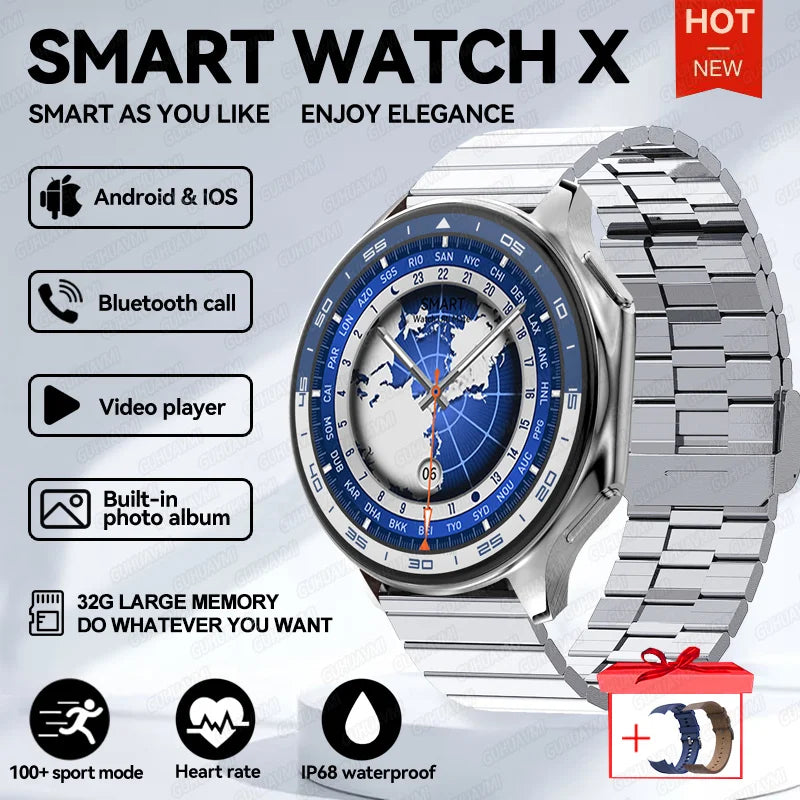 2024 OPPO Watch X Smartwatch — 4G, AMOLED Display, Music & Video, Bluetooth Call, IP68 Waterproof, Compatible with TWS Earphones
