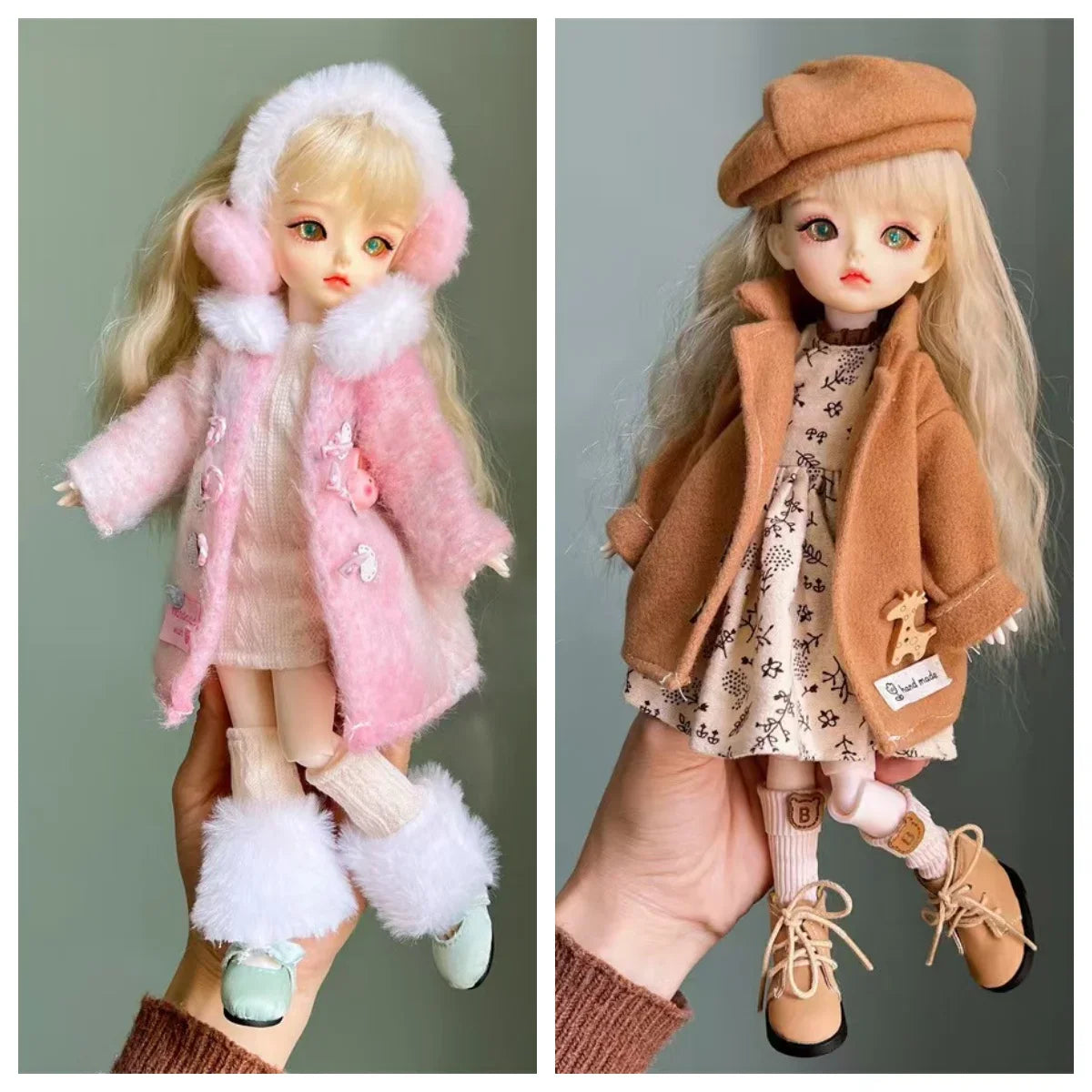 2025 Winter BJD Doll Clothes Set – 6-Point 30cm Doll Jacket & Dress Outfit