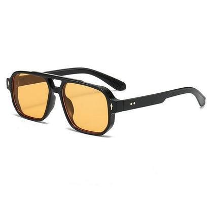 Retro Double Bridge Square Sunglasses — Luxury Fashion Rivet Design UV400 Shades for Men & Women