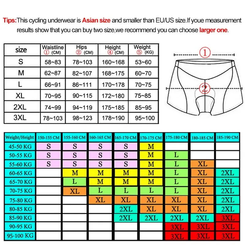 X-TIGER Men's Cycling Underwear with 5D Gel Cushion - MTB Boxer Shorts, Road Cycling Equipment