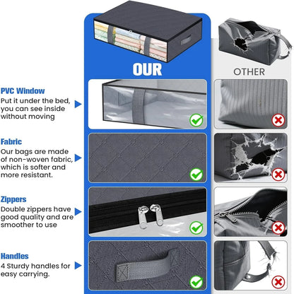 4-Pack Under Bed Storage Bags – Space-Saving Blanket, Shoe & Bedding Organizer for Bedroom Storage and Organization