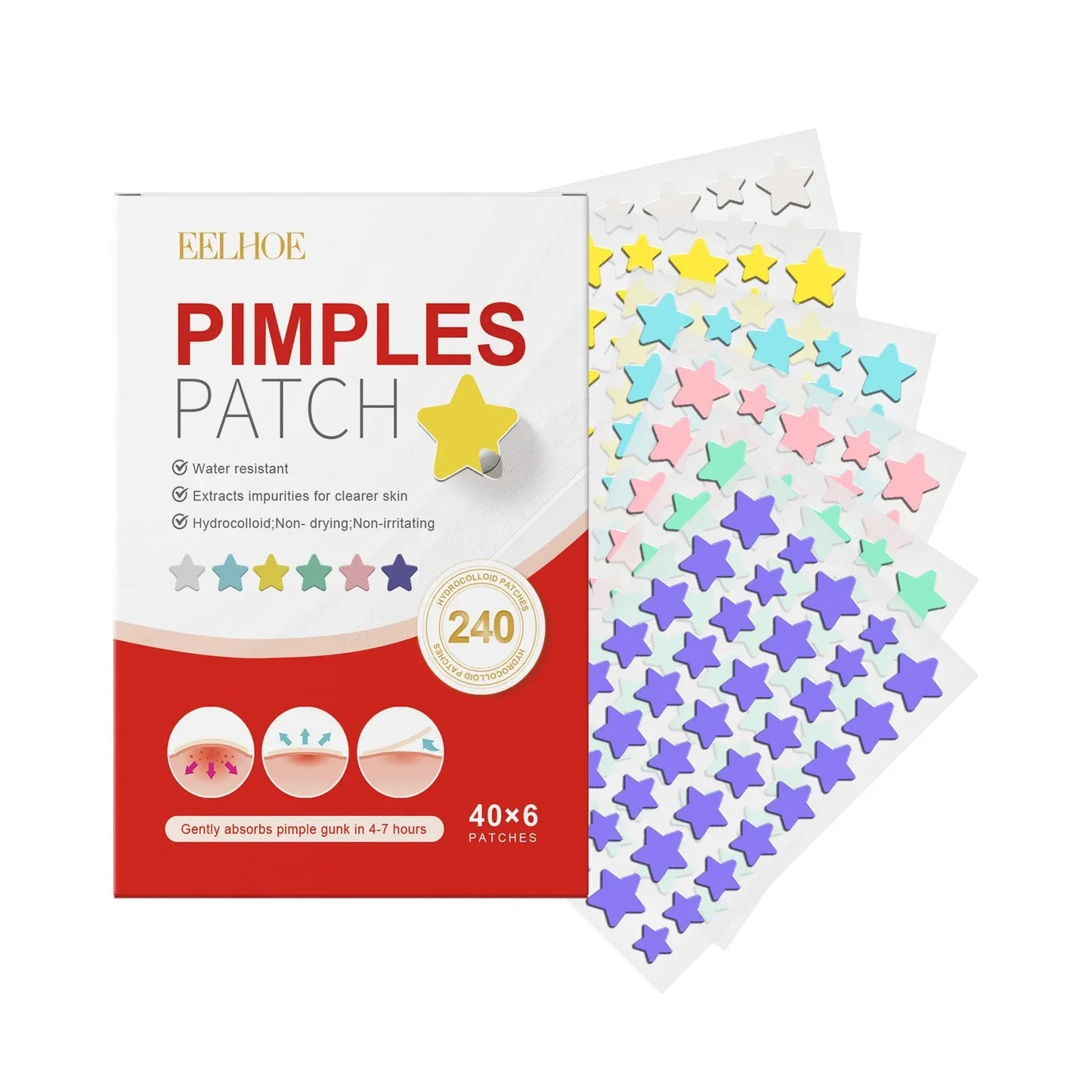 240Pcs Heart & Star Shape Acne Patches - High-End Pimple Dots for Moisturizing & Covering Zits and Blemishes