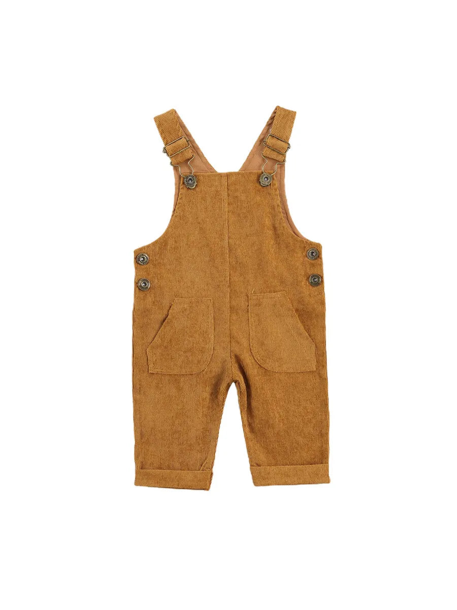 Baby Suspender Jumpsuit - Unisex Solid Color Button Overalls for 0-24 Months Toddler Boys & Girls