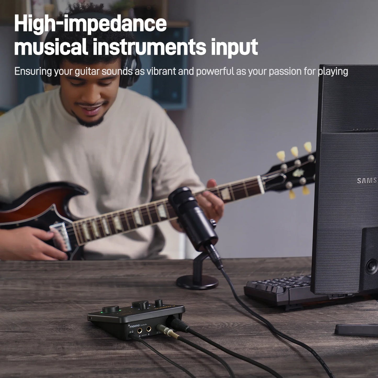 MAONO USB Audio Interface for PC – XLR Input, 24-bit/192kHz, LOOPBACK & ASIO Software for Music Recording, Guitar, DAW (PS22 Lite)