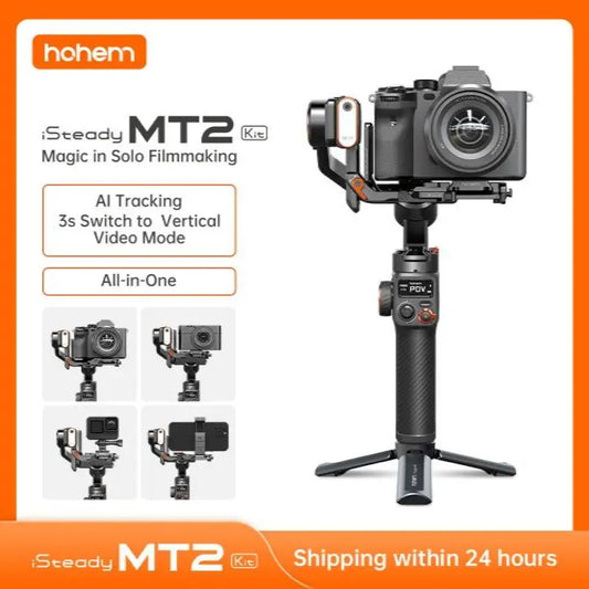 Hohem MT2 Kit 3-Axis Gimbal Stabilizer – Mirrorless Camera Gimbal for Sony/Canon/Nikon/Fujifilm/Panasonic with AI Tracker