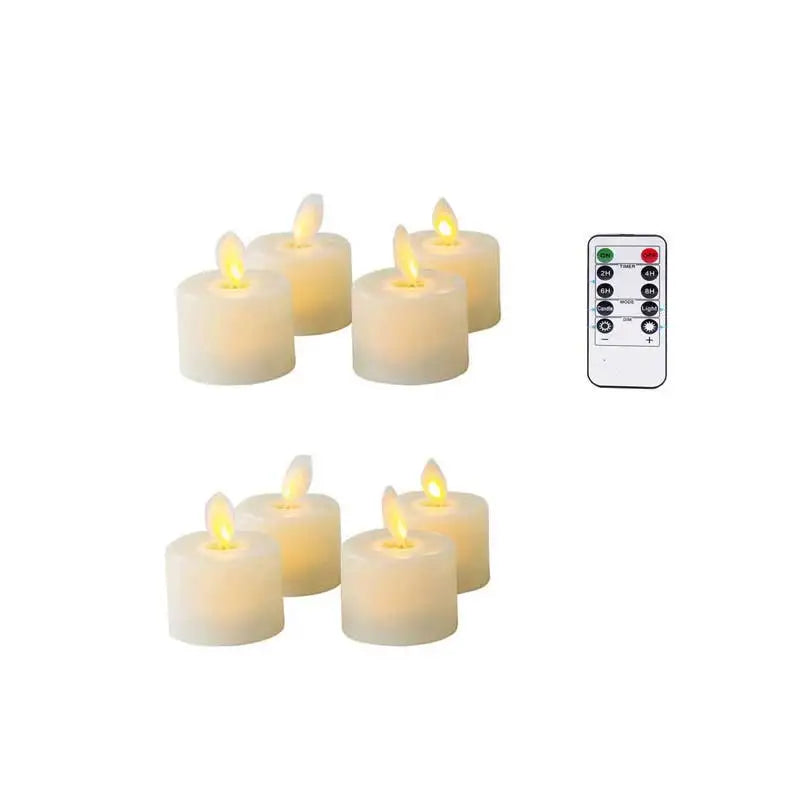 Flameless LED Candles with Moving Wick - 4 or 6 Set with Remote Control for Weddings, Christmas, Church - Realistic Electronic Candle