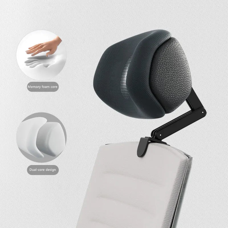 Upgraded Memory Foam Headrest for Office Chair — Adjustable Height & Angle Neck Support Pillow Cushion