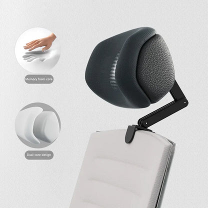 Upgraded Memory Foam Headrest for Office Chair — Adjustable Height & Angle Neck Support Pillow Cushion