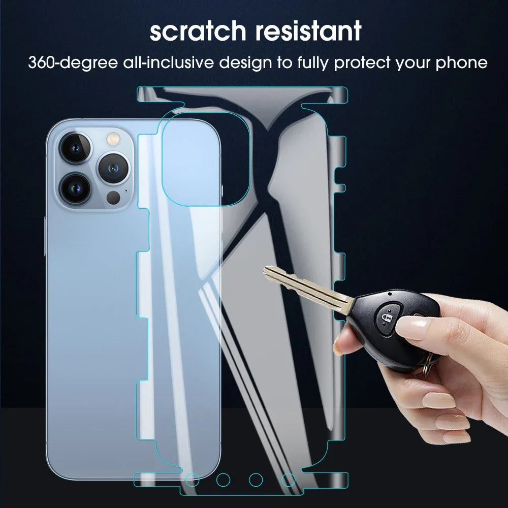 3 Sets Back Hydrogel Film Border Frame Stickers — Full Cover Back Screen Protectors for iPhone 16 Pro, 15, 14, 13, 12 Pro Max Plus