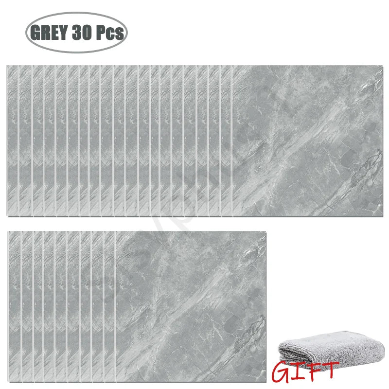 10-50Pcs PVC Marble Wall Stickers — Self-Adhesive Thickened Waterproof Tile Stickers for Bathroom Kitchen Floor Home Decor