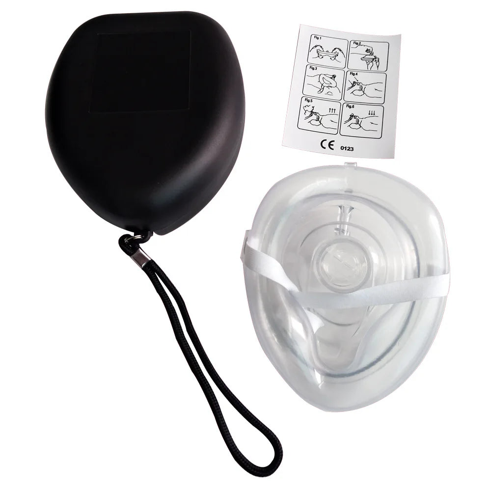 Professional CPR Breathing Mask with One-Way Valve — Reusable First Aid Rescue Tool