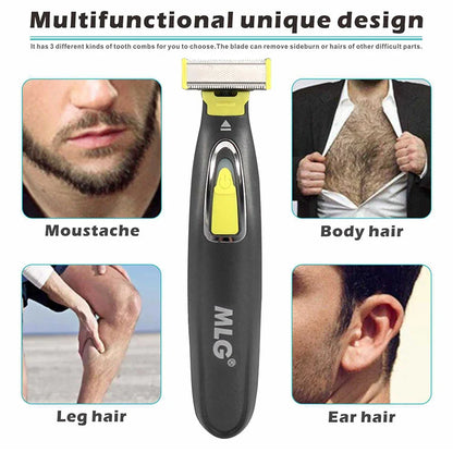 MLG Portable Electric Shaver for Men & Women – Full Body USB Trimmer with T-Shaped Blade, Washable Razor