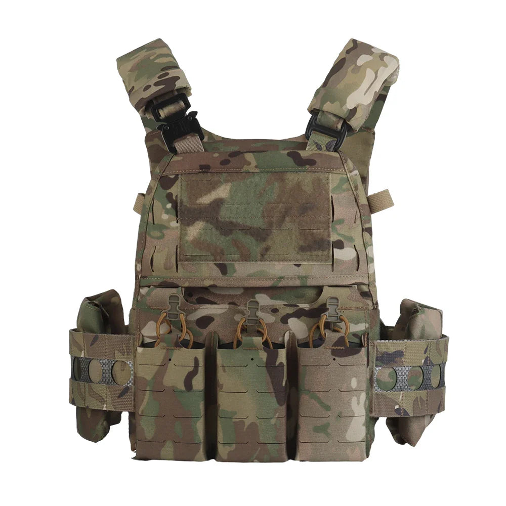 Tactical Vest Ferro Plate Carrier V5 – Military Hunting Airsoft Body Armor with Portable MOLLE System & Triple Magazine Pouch