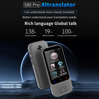 S80 Pro Portable Language Translator – 138 Languages, Voice Translation & 16 Offline Modes with ChatGPT Function