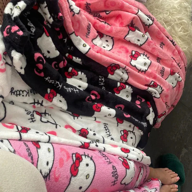 Y2K Hello Kitty Sanrio Pajama Pants – Women’s Anime Cartoon Sleepwear, Cozy Couple Home Trousers