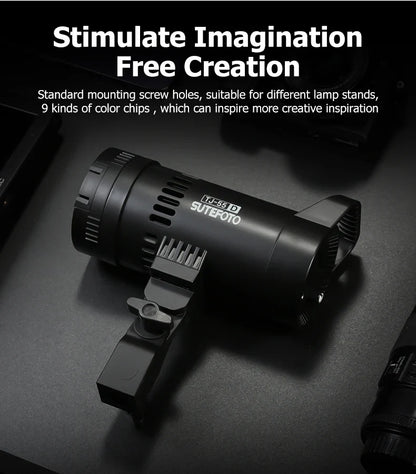 Sutefoto TJ55 Bi-Color LED Video Light - 55W COB Photographic Light, 3200K-5600K, Portable Fill Light for Video & Live Streaming