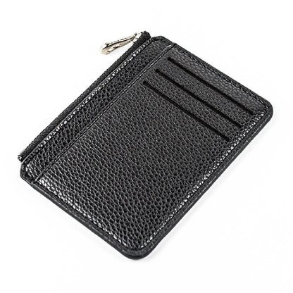 Mini Slim Zipper Card Wallet for Men — Portable Ultra-Thin Black Purse for ID, Bank & Credit Cards