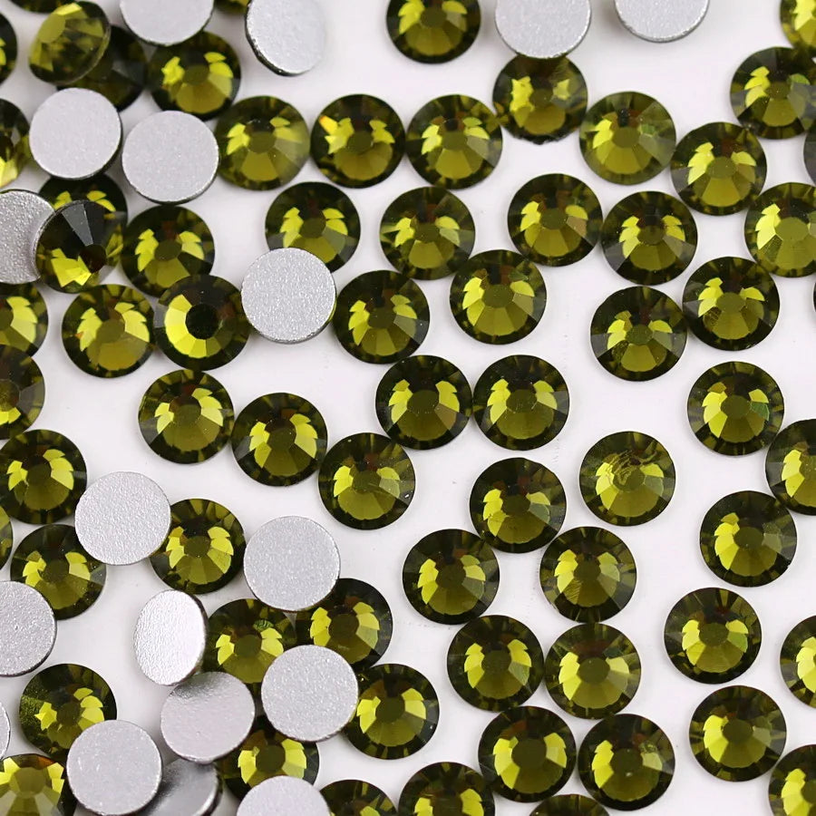 Glass Crystal Flatback Rhinestones SS6–SS30 Set – 7 Sizes Non-Hotfix Round Nail Art Beads for DIY Crafts & Decoration