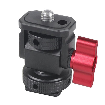 Mini Monitor Mount Holder – Swivel & Tilt Tripod Head with Cold Shoe Adapter for Flash, Microphone, and Fill Light