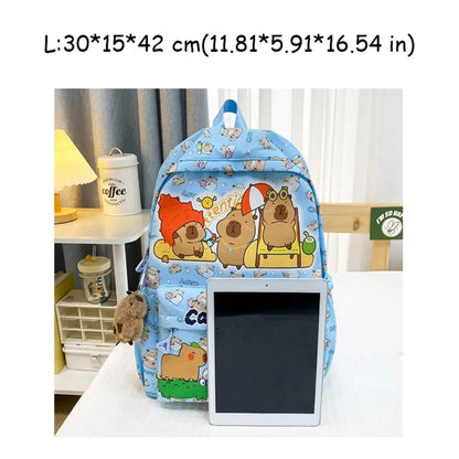 Cute Capybara Backpack | Large Capacity, Breathable Nylon Schoolbag for Students, Women & Girls, Ultra-Light Book Bag
