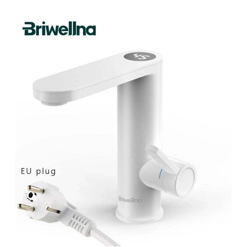 Briwellna Electric Water Heater Faucet - 2-in-1 Basin Tap Tankless Instant Hot Water Geyser 220V for Home Use