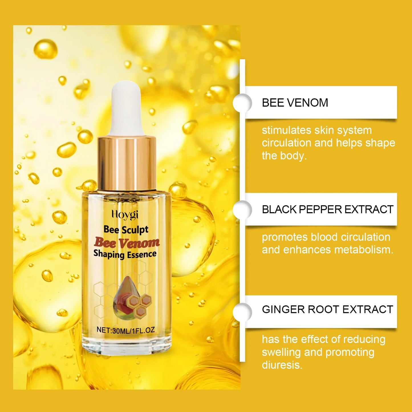 Bee Venom Shaping & Firming Body Oil – Anti-Cellulite Fat Burning Massage for Weight Loss