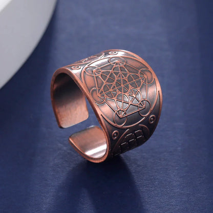 Dawapara 7 Archangels Protection Ring – Metatron Cube, Lilith Symbol, King Solomon Secrets Vintage Amulet Jewelry