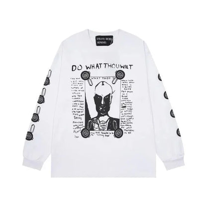 Washed Casual Hoodie Sweatshirt — Unisex Loose-Fit Street Style Crew Neck with Lip Print Letter Design, Vintage Comfortable Top