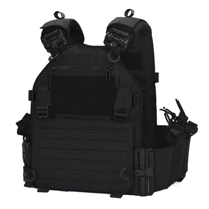 New Combat Vest 6094 – Lightweight Quick Release Laser Cut Tactical Gear for Hunting, Black Tactical Vest