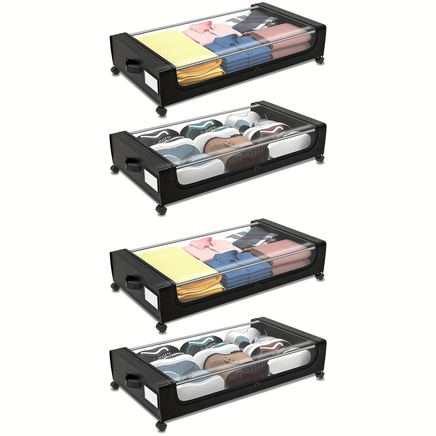 Underbed Storage Lockers with Wheels — Pull-Out Containers for Shoes & Clothes, Space-Saving for Dorms & Bedrooms