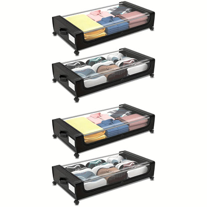 Underbed Storage Lockers with Wheels — Pull-Out Containers for Shoes & Clothes, Space-Saving for Dorms & Bedrooms