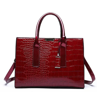 Luxury Vintage Crocodile Pattern Handbag – Women’s Large Leather Tote & Shoulder Bag